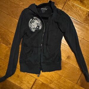 Sinful Women's Black Bomber Jacket with Graphic